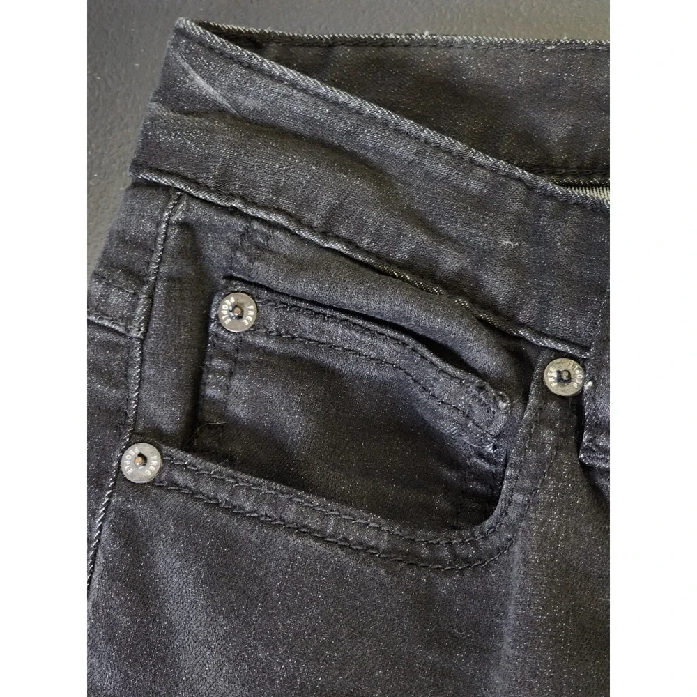 Free People Distressed Jeans Women's Size 27 Black Skinny‎ Low Rise Pockets